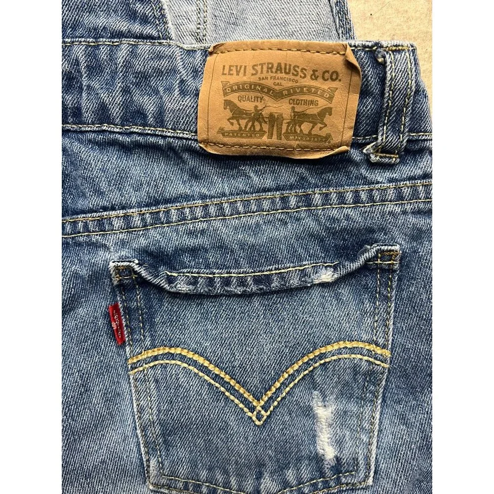 Levi's Distressed Medium Wash Shortall Girls 10 Regular - Picture 6 of 11